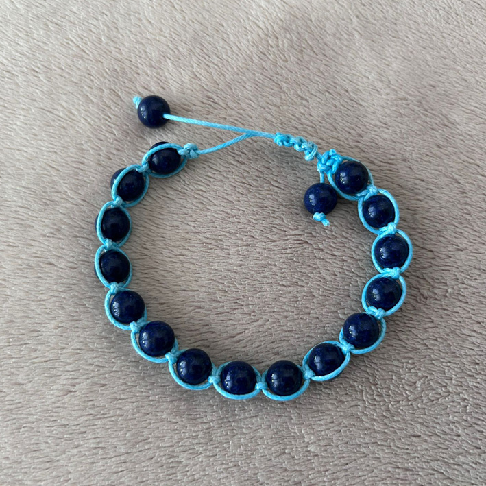 Geknoopte armband turquoise donkerblauw