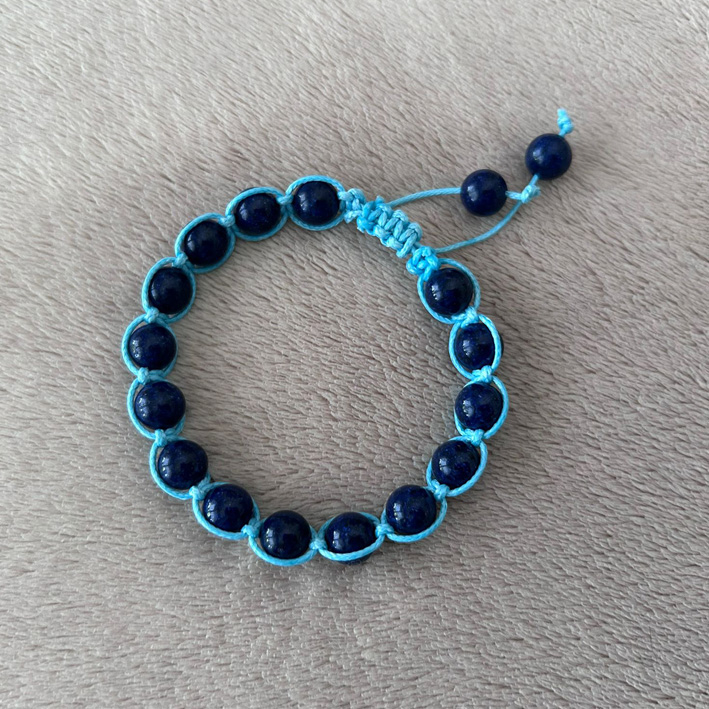 Geknoopte armband turquoise donkerblauw