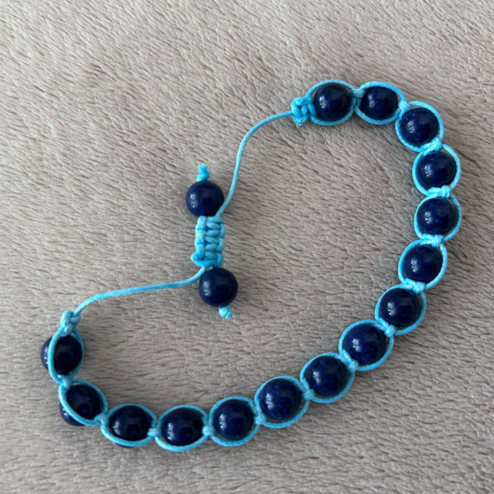 Geknoopte armband turquoise donkerblauw