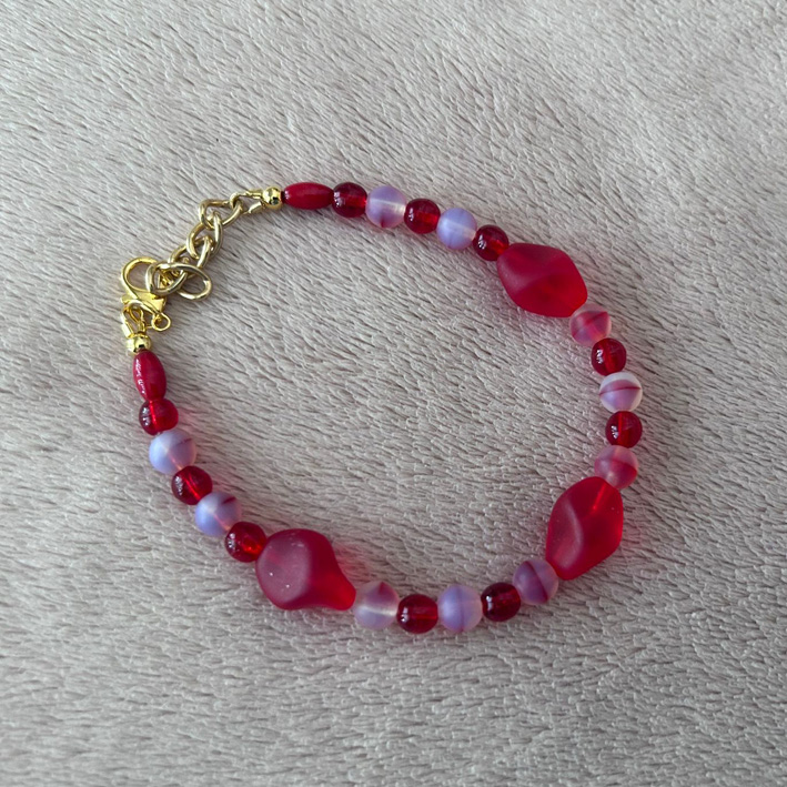 Armband rood met wit