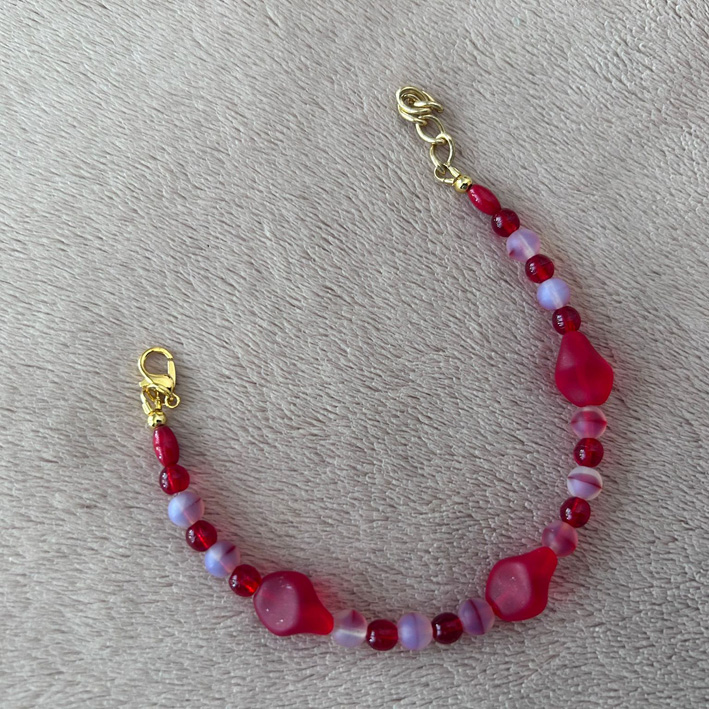 Armband rood met wit