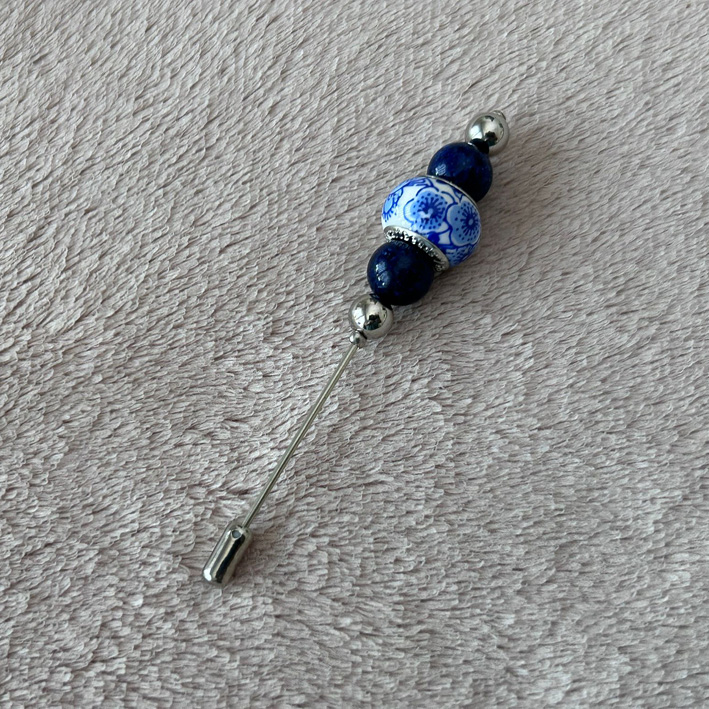 Brochepin blauw met wit