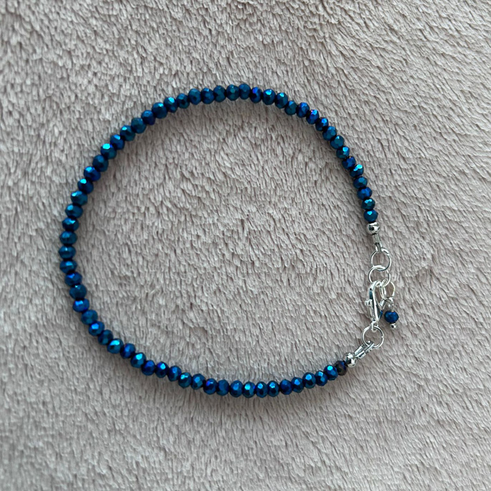 Armband blauw glitter