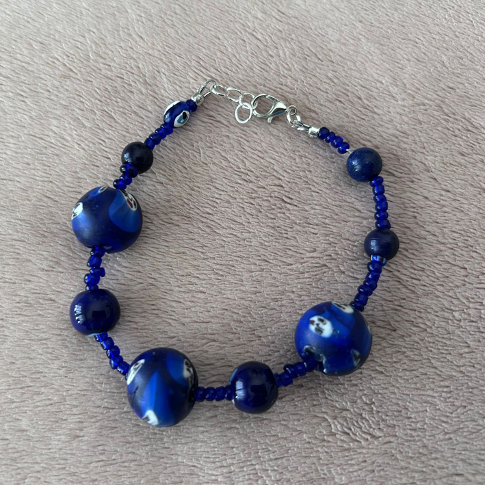 Armband blauw met wit