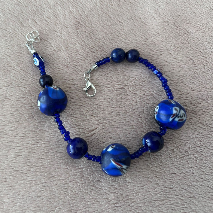 Armband blauw met wit