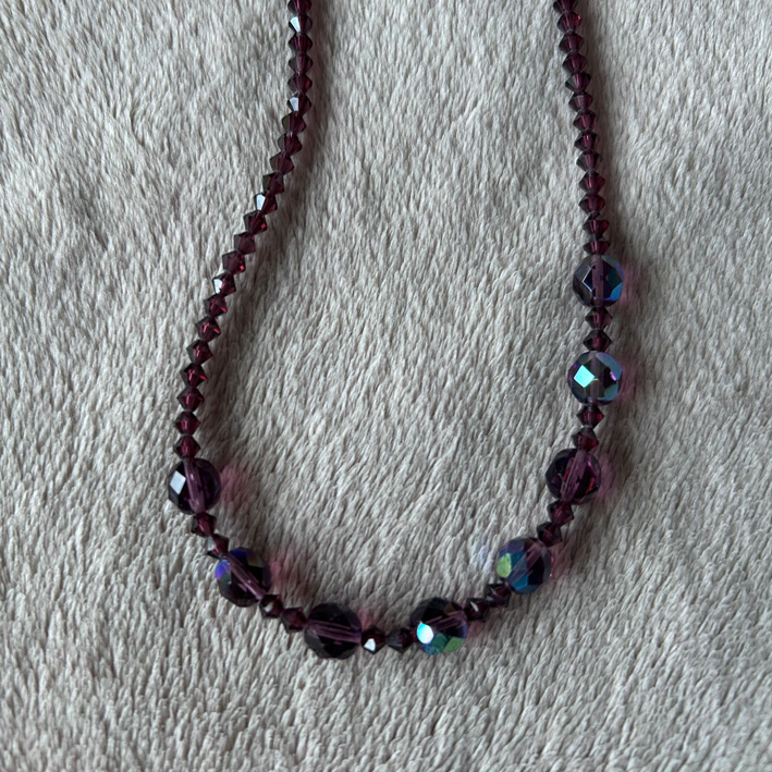 Strass ketting mauve