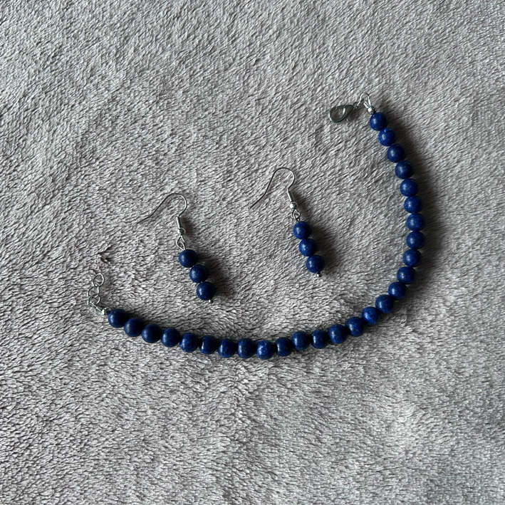 Armband met oorbellen blauw