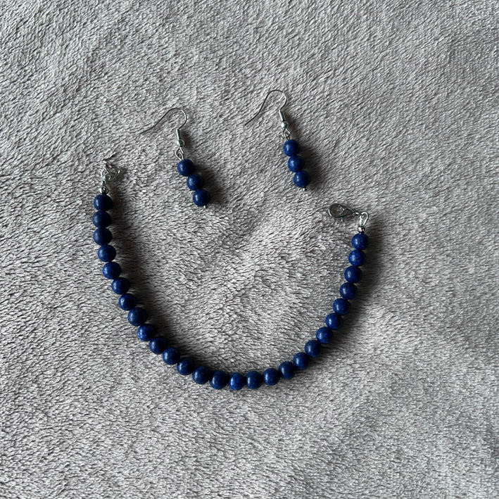 Armband met oorbellen blauw