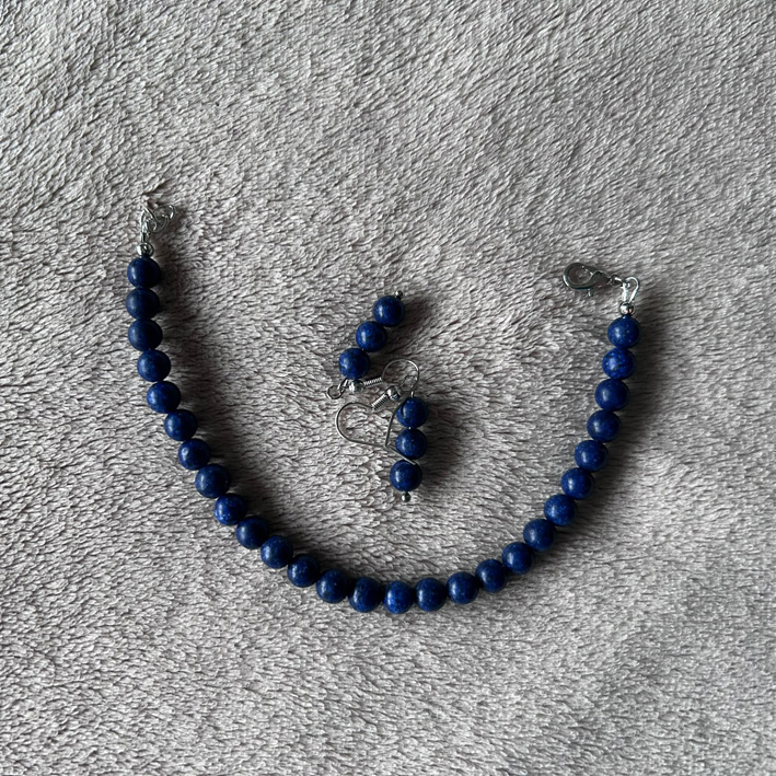 Armband met oorbellen blauw